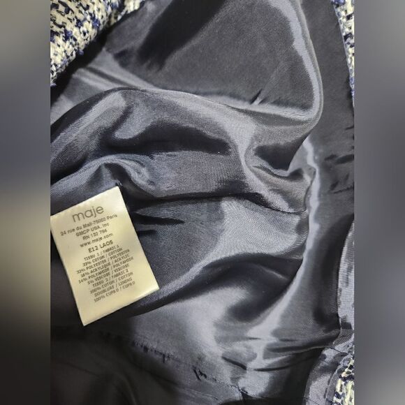 Maje Laos Embellished Tweed Jacket Sz 36 - Picture 9 of 14